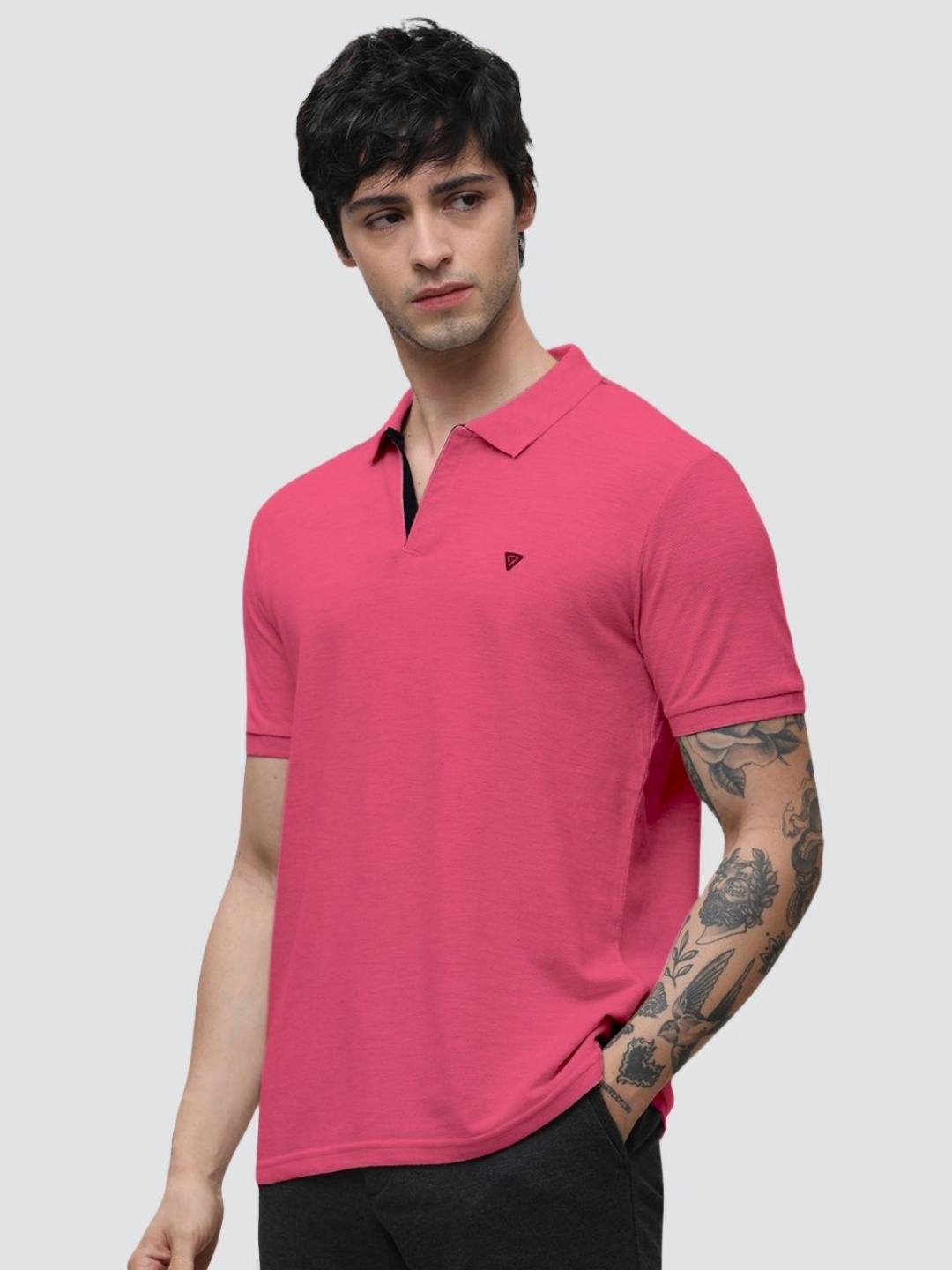 

Klub Fox Men Solid Polo Collar Cotton T-shirt, Pink