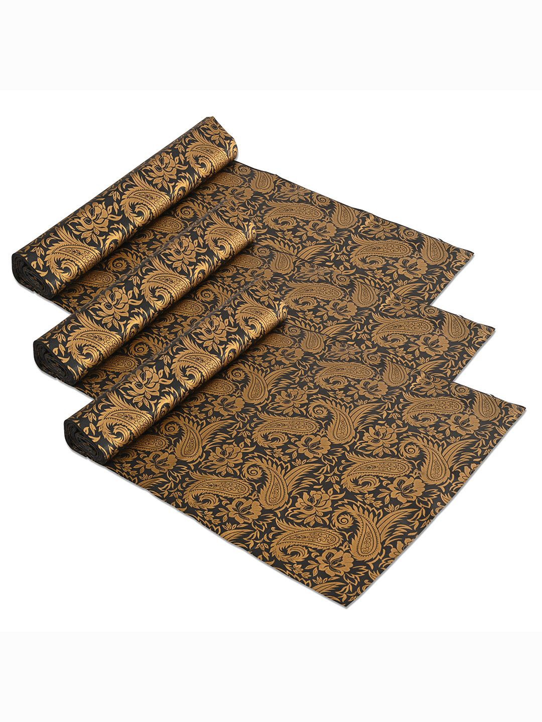 

Kuber Industries Gold-Toned & Black 3Pieces Printed Water Resistant Shelf Liner Organisers