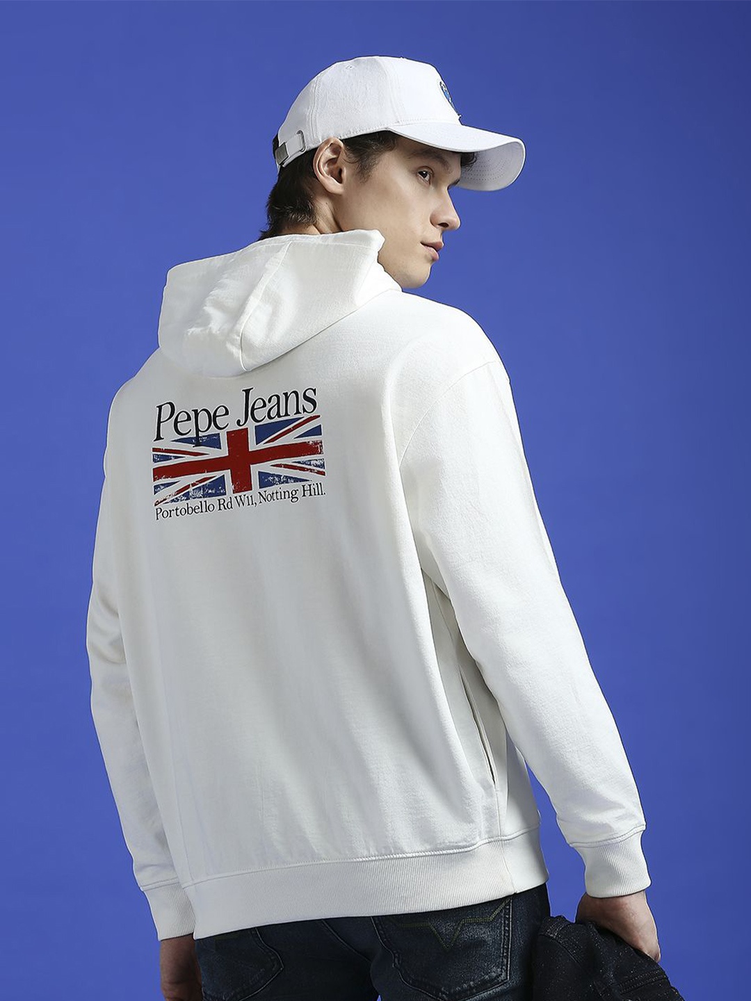 

Pepe Jeans Men Graphic Printed Hood Cotton Pullover Sweatshirt, White