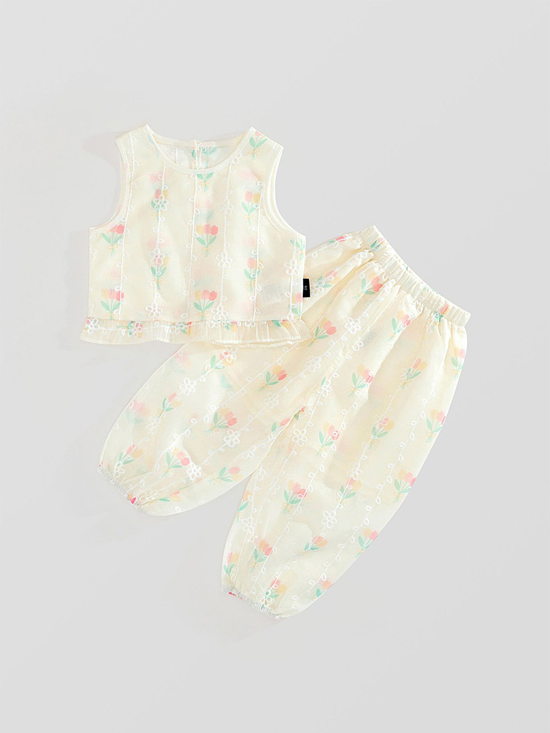 

LULU & SKY Girls Printed Top with Trousers, Beige