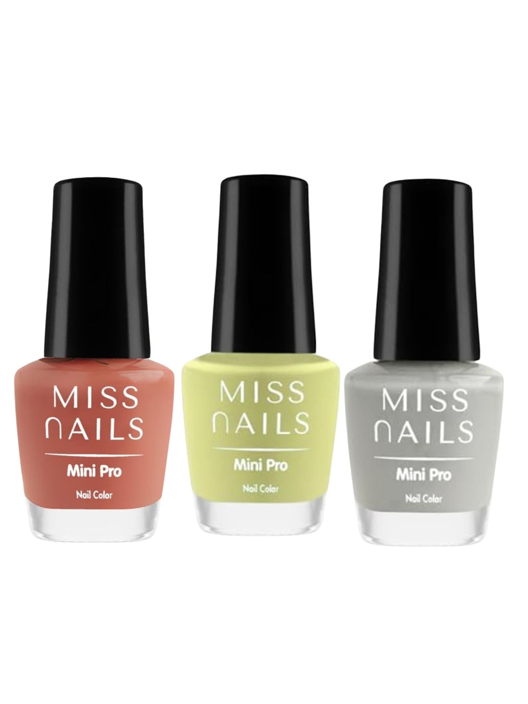 

MISS NAILS Set Of 3 Mini Pro Nail Polish- 10 ml Each- Combo 81, Brown