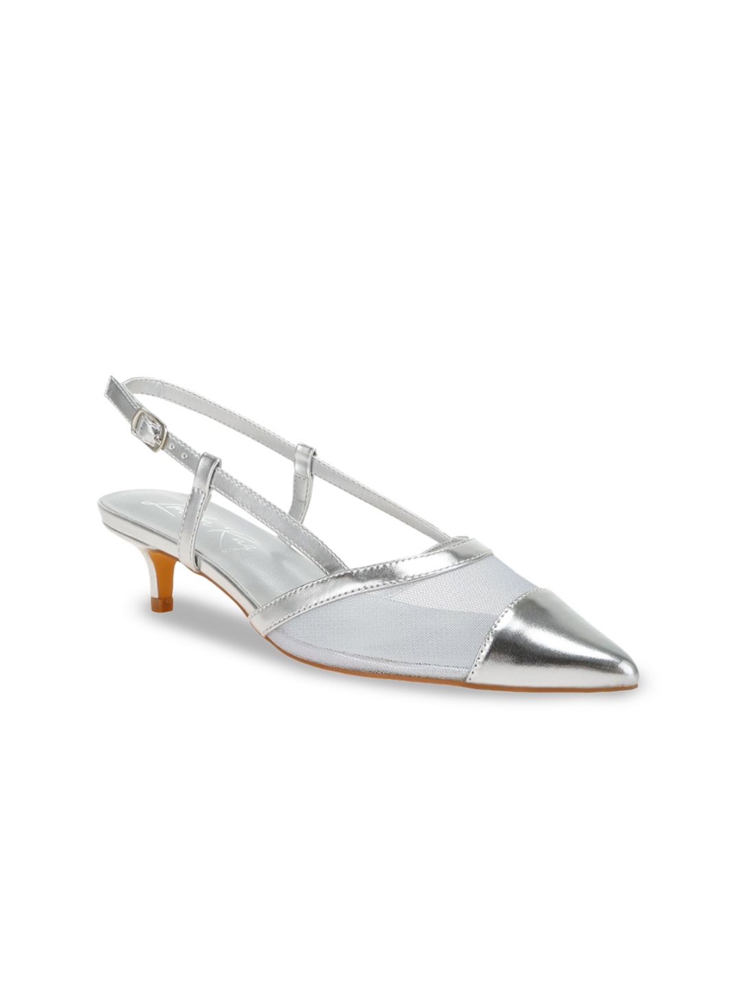 

London Rag Leather Kitten Pumps for women, Silver