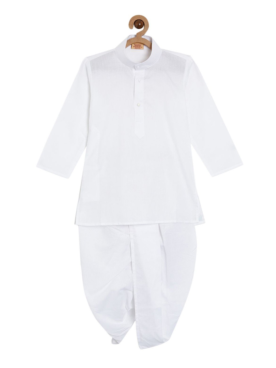 

NIRVAAN Boys Band Collar Pure Cotton Straight Kurta with Dhoti Pants, White