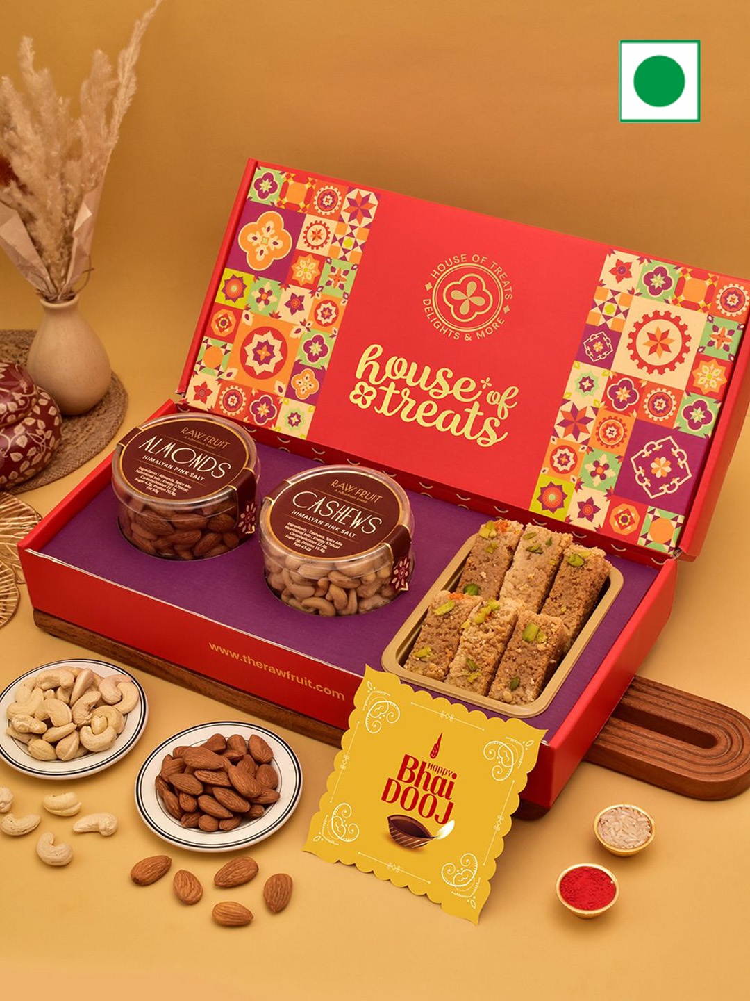 

RawFruit Roasted Dry Fruit & Sweet Gift Box, Red
