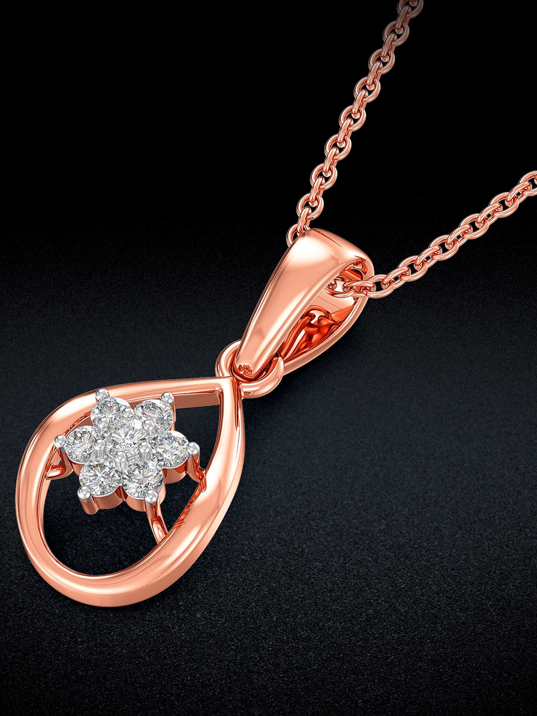 

Joyalukkas 18 KT Rose Gold Plated Diamond Studded Pendant