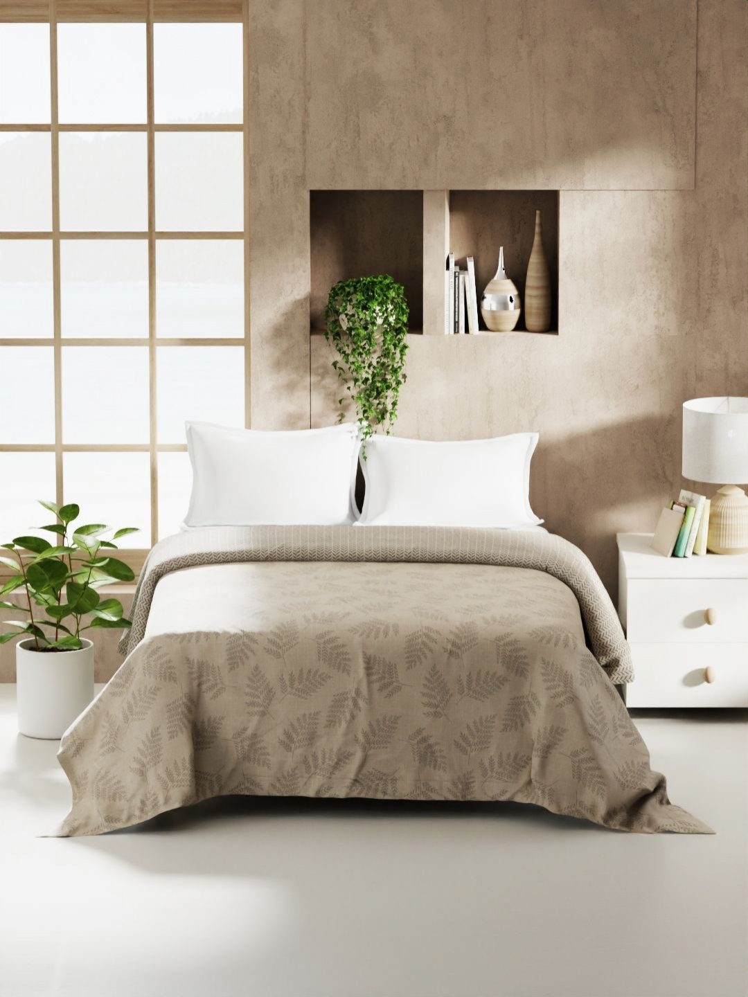

KOPA Monarca Grey & Beige Floral Printed AC Room 120 GSM Double Bed Comforter