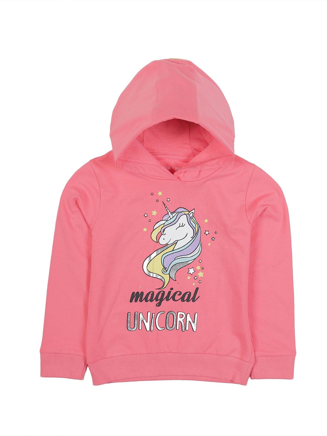 

PLUM TREE Girls Graphic Printed Hood Cotton Pullover Sweatshirt, Pink