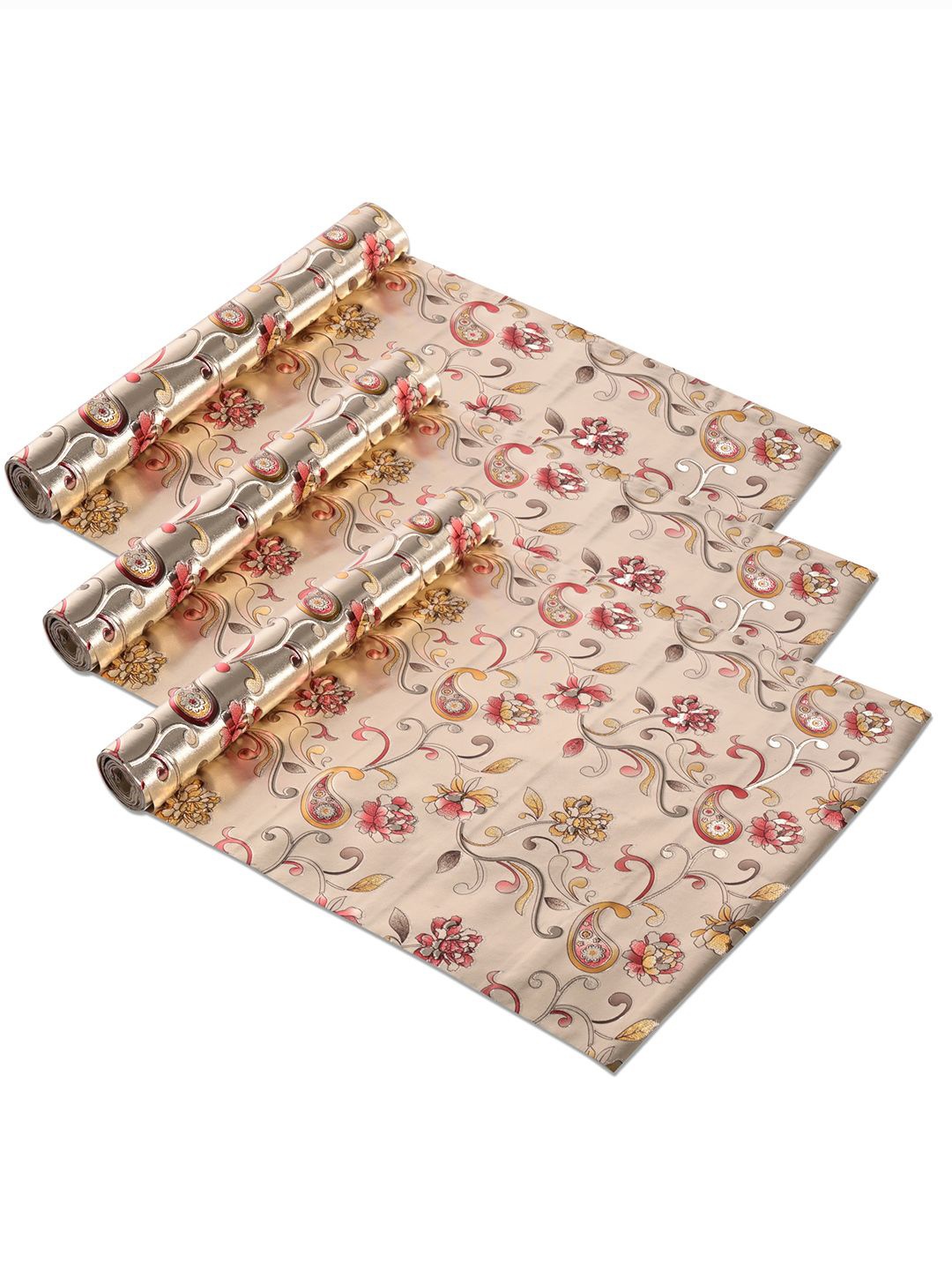 

Kuber Industries Gold-Toned & Red 3 Pieces Water Resistant Shelf Liner Organisers