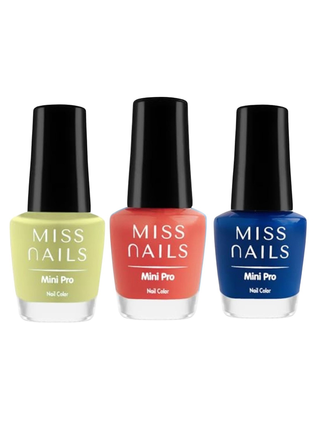 

MISS NAILS Set Of 3 Mini Pro Nail Polish- 10 ml Each- Combo 69, Green