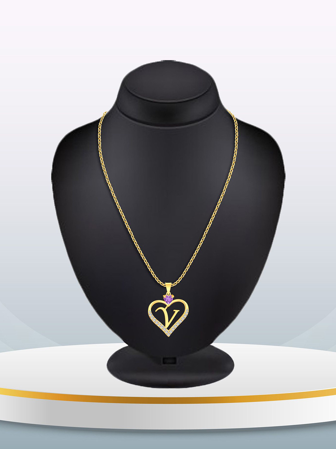 

Heer Collection Gold-Plated Heart Shaped Cubic Zirconia Pendant With Chain