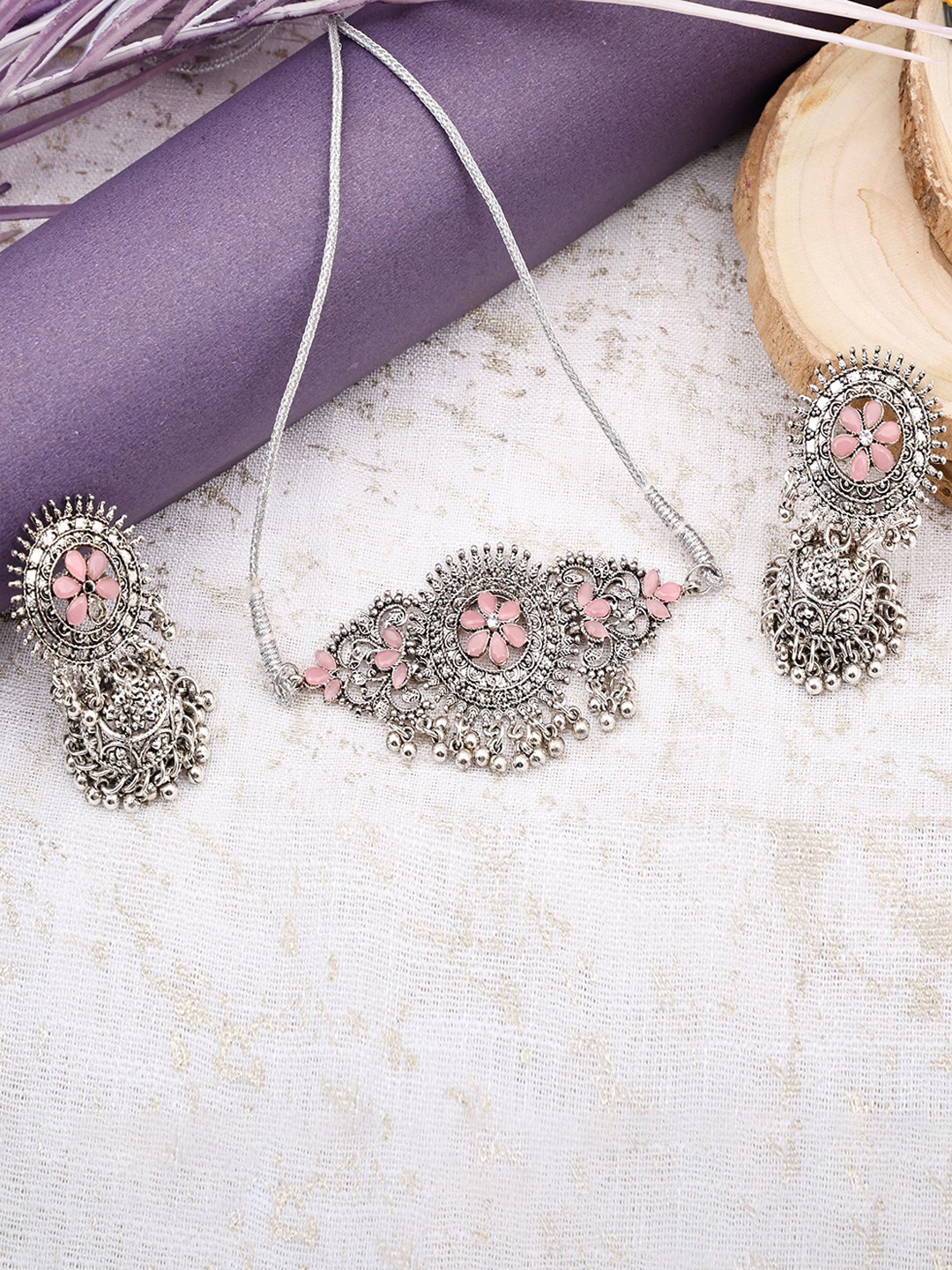 

SUNHARI Kundan-Studded & Beaded Jewellery Set, Silver