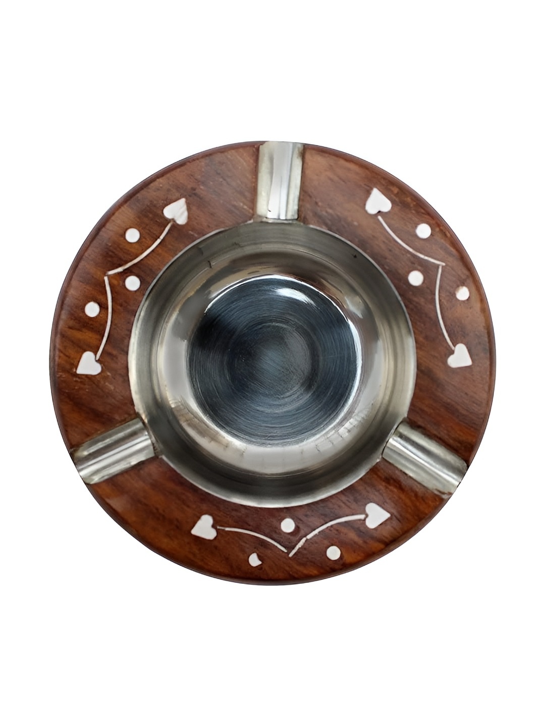

natureCRAFTS Brown & White Printed Round Shaped Wooden Ash Tray