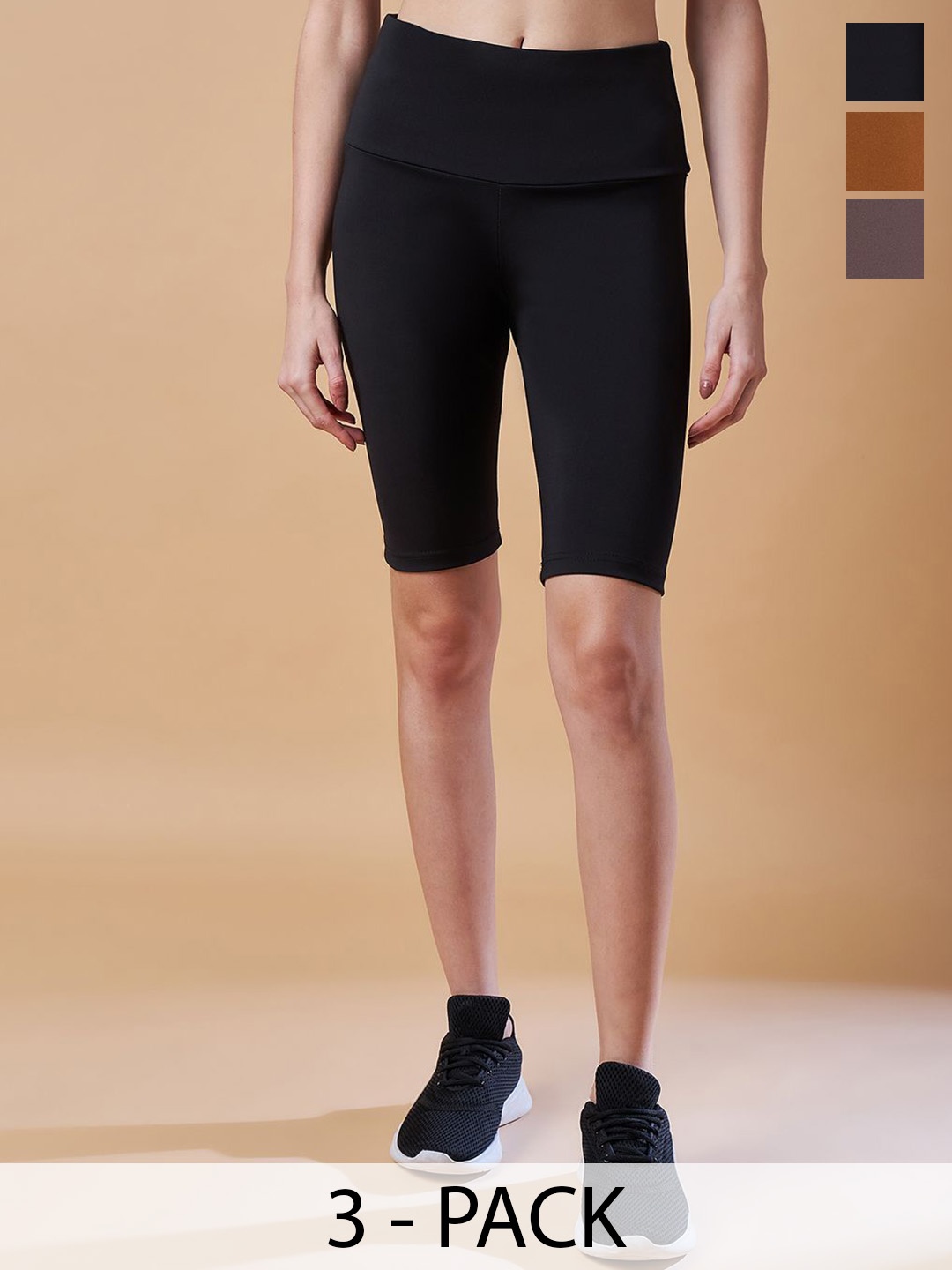 

COLOR CAPITAL Pack Of 3 Women Solid Mid Rise Tights, Black