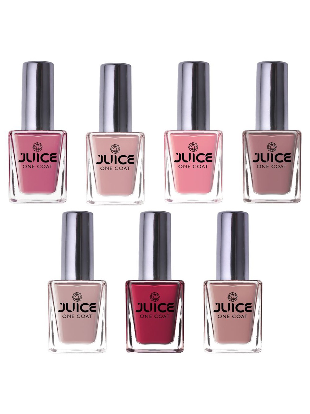 

JUICE Set Of 7 One Coat Longlasting Finish Quick Dry Nail Paint 11 ml Each- Pink Me Up