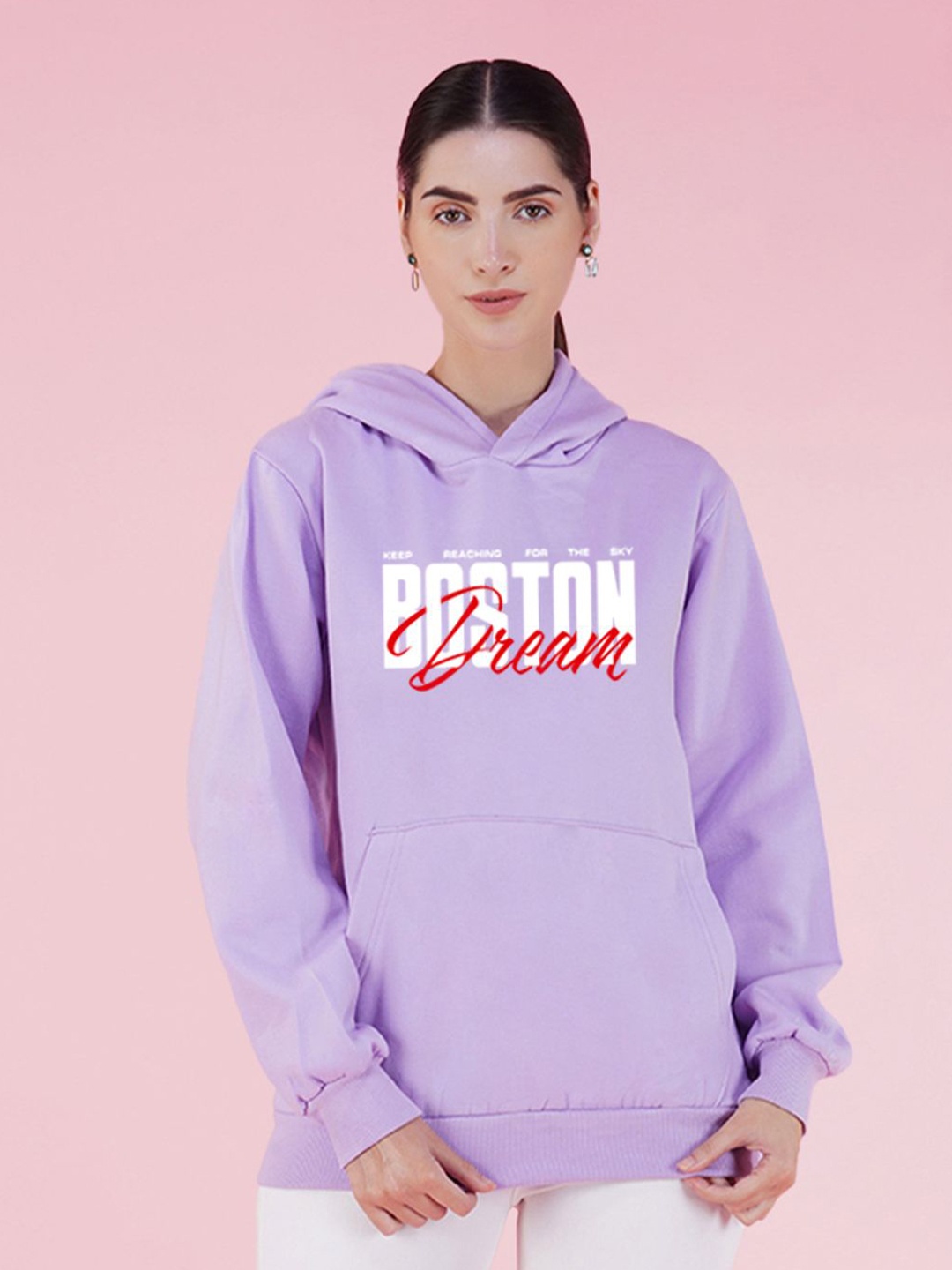 

NUSYL Graphic Printed Hooded Oversized Sweatshirt, Lavender