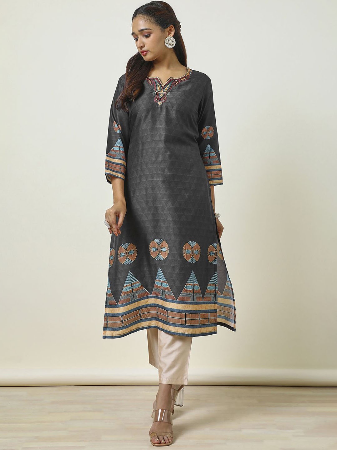 

Soch Women Ethnic Motifs Embroidered Kurta, Black