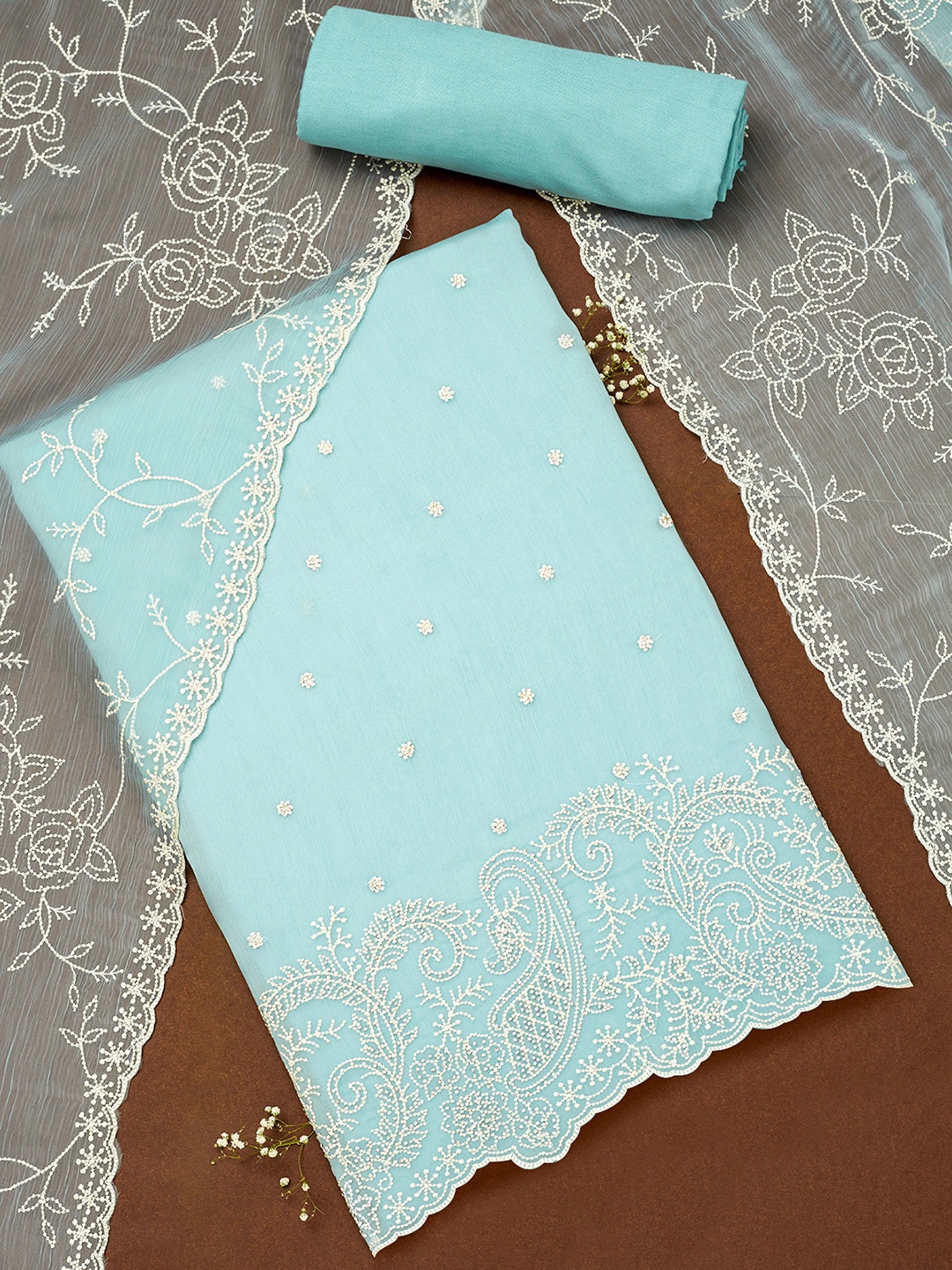 

Soch Floral Embroidered Unstitched Dress Material, Blue