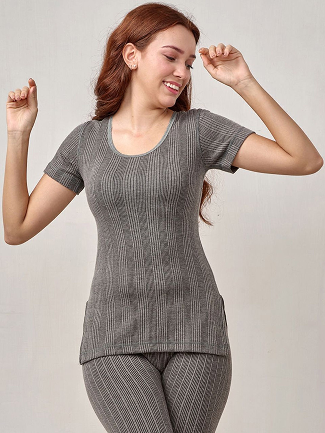 

INFERNO Women Polycotton Halfslevee Long Thermal Top, Charcoal