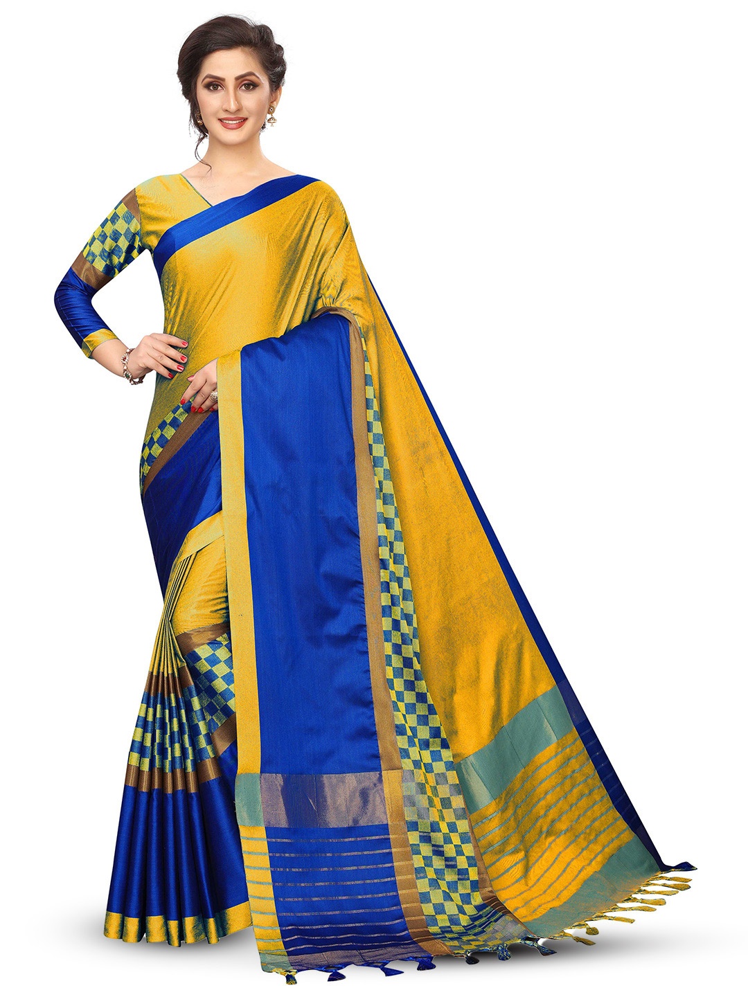 

Maroosh Colourblocked Saree, Yellow