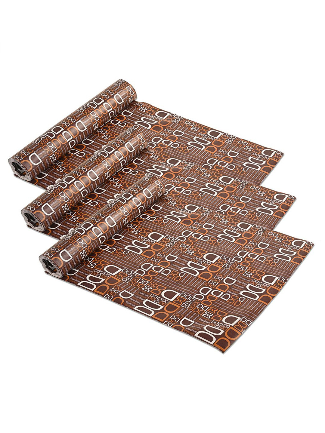 

Kuber Industries Brown 3 Pieces Printed Water Resistant Shelf Liner