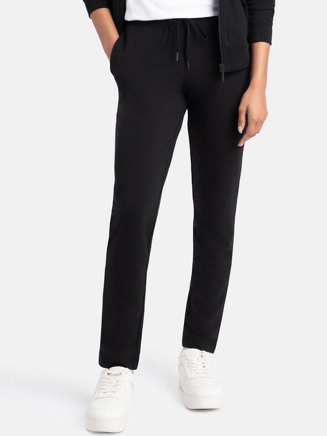 

Jockey Super Combed Cotton French Terry Straight Fit Trackpants with Side Pockets-AW60, Black