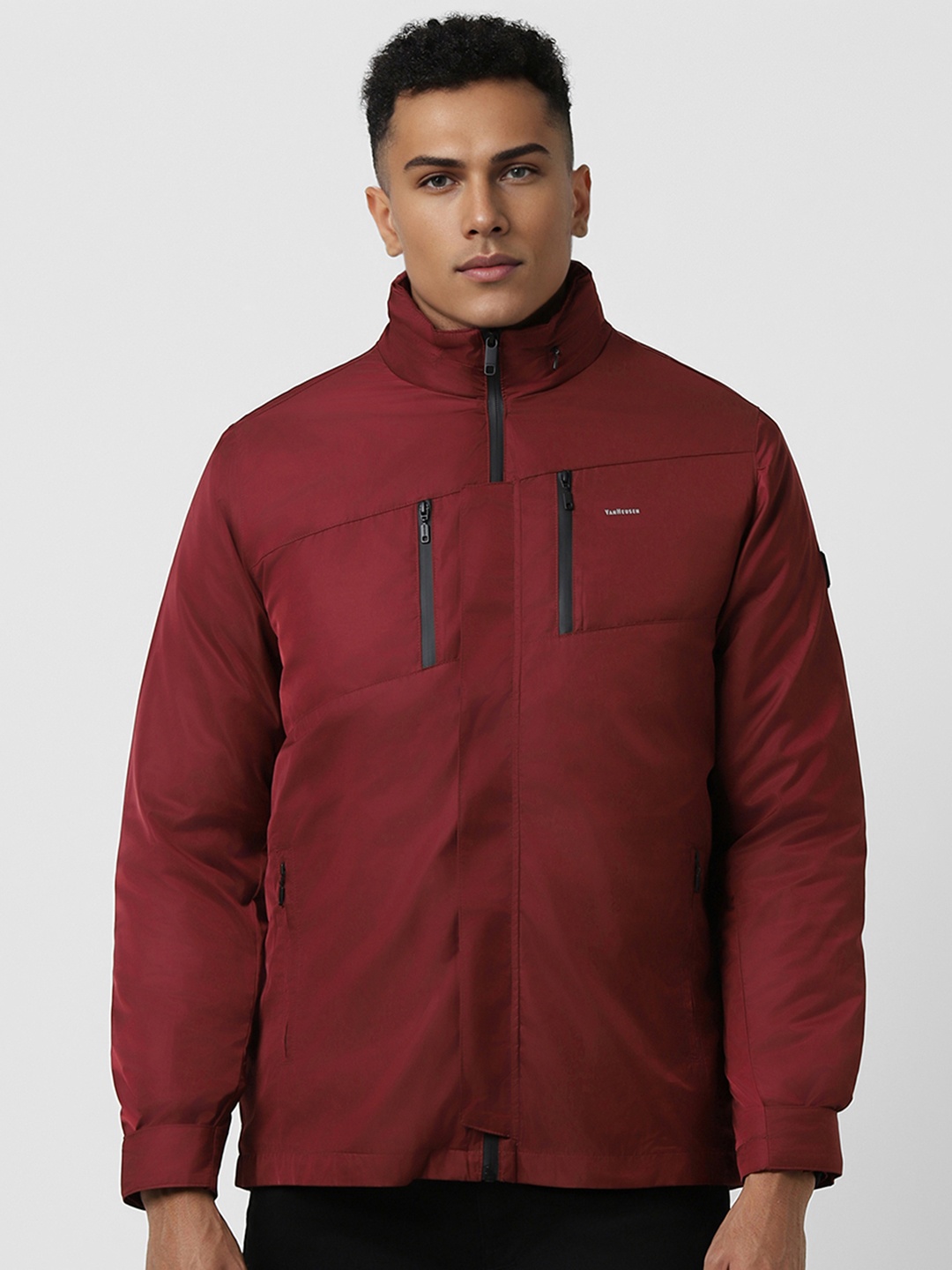 

Van Heusen Men Solid Casual Jacket, Maroon