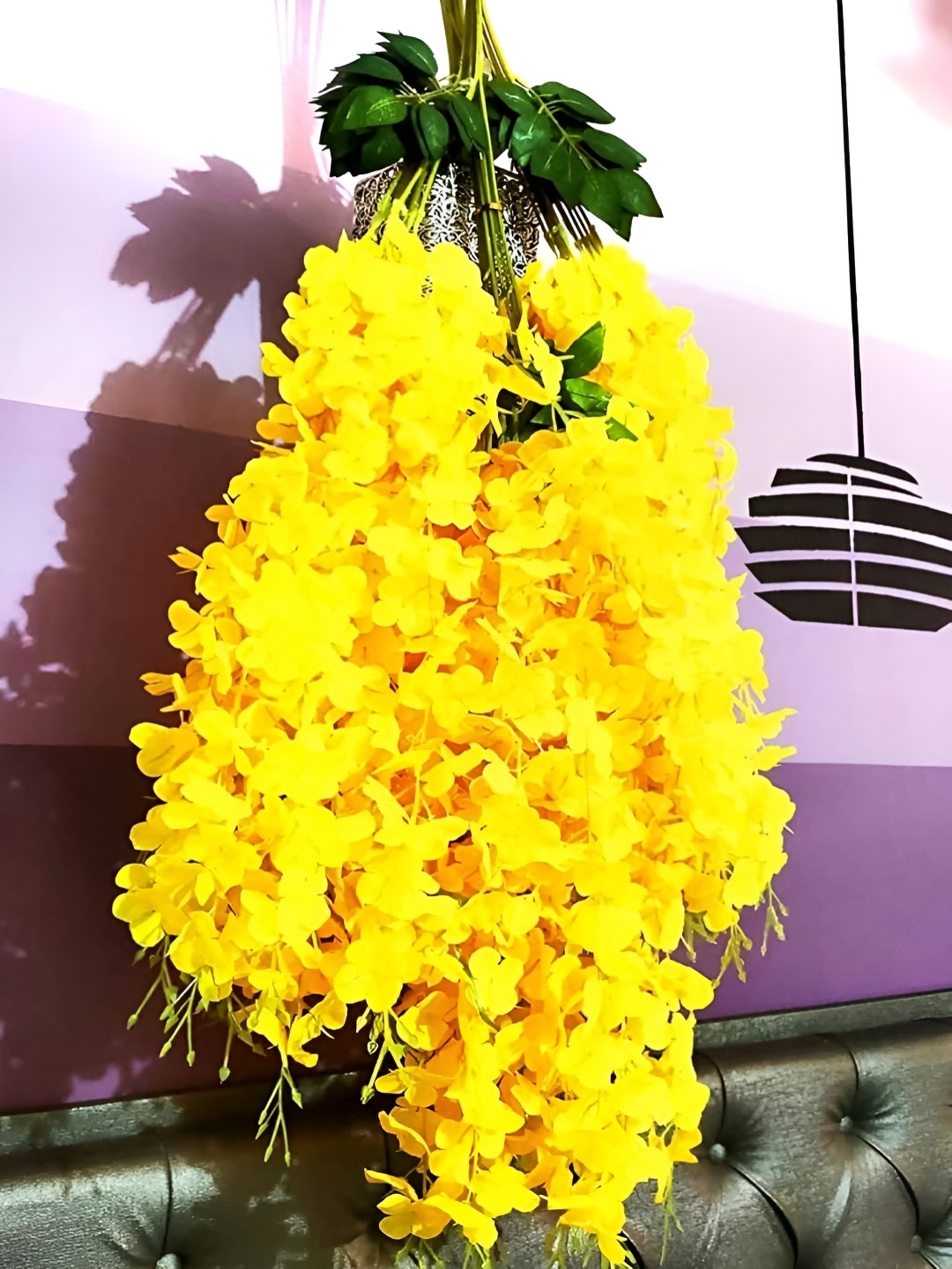 

VRB DECOR Yellow 6 Pieces Hanging Artificial Flower