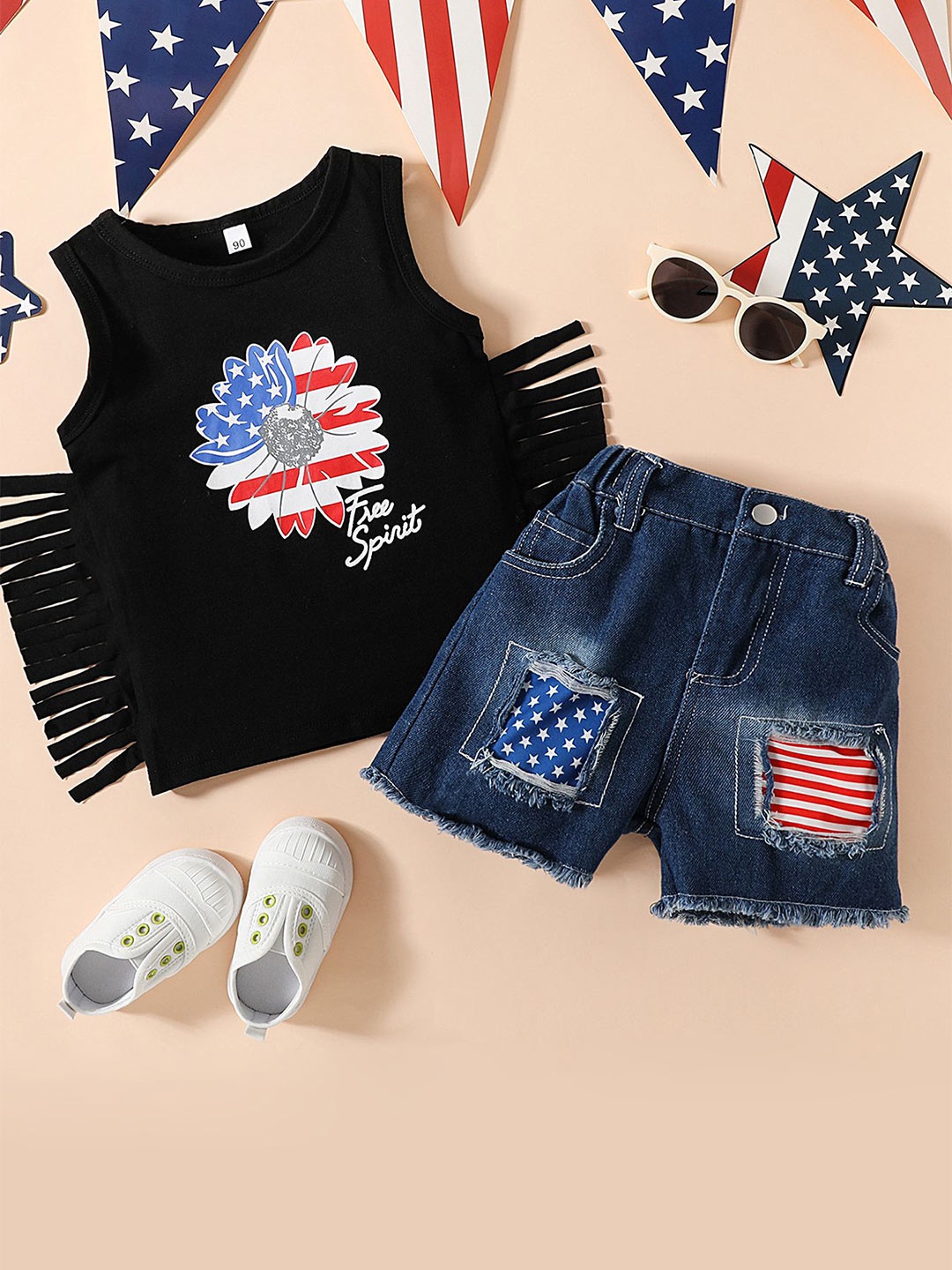 

LULU & SKY Girls Printed Top with Shorts, Blue