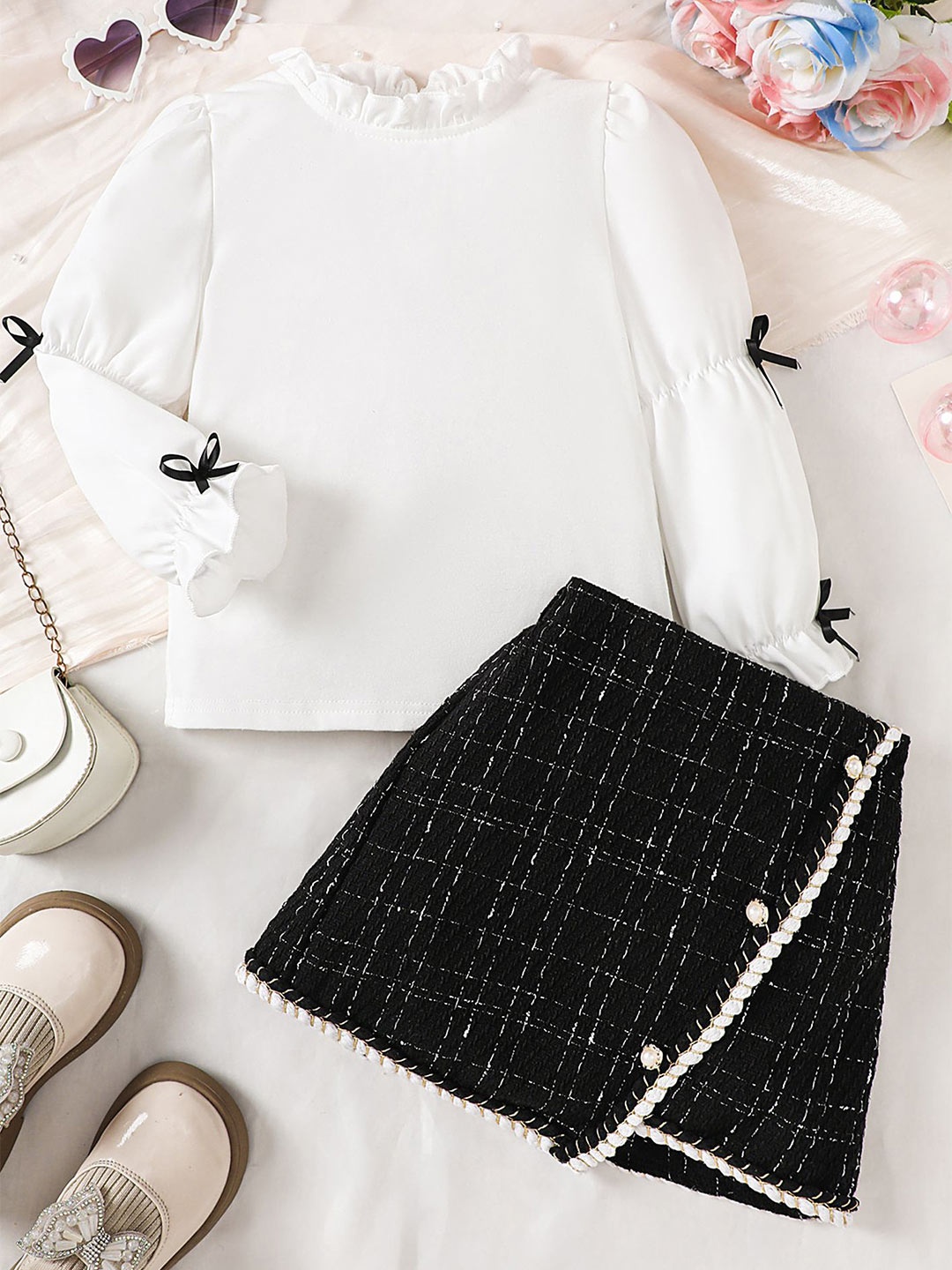 

LULU & SKY Girls Top with Skirt, White