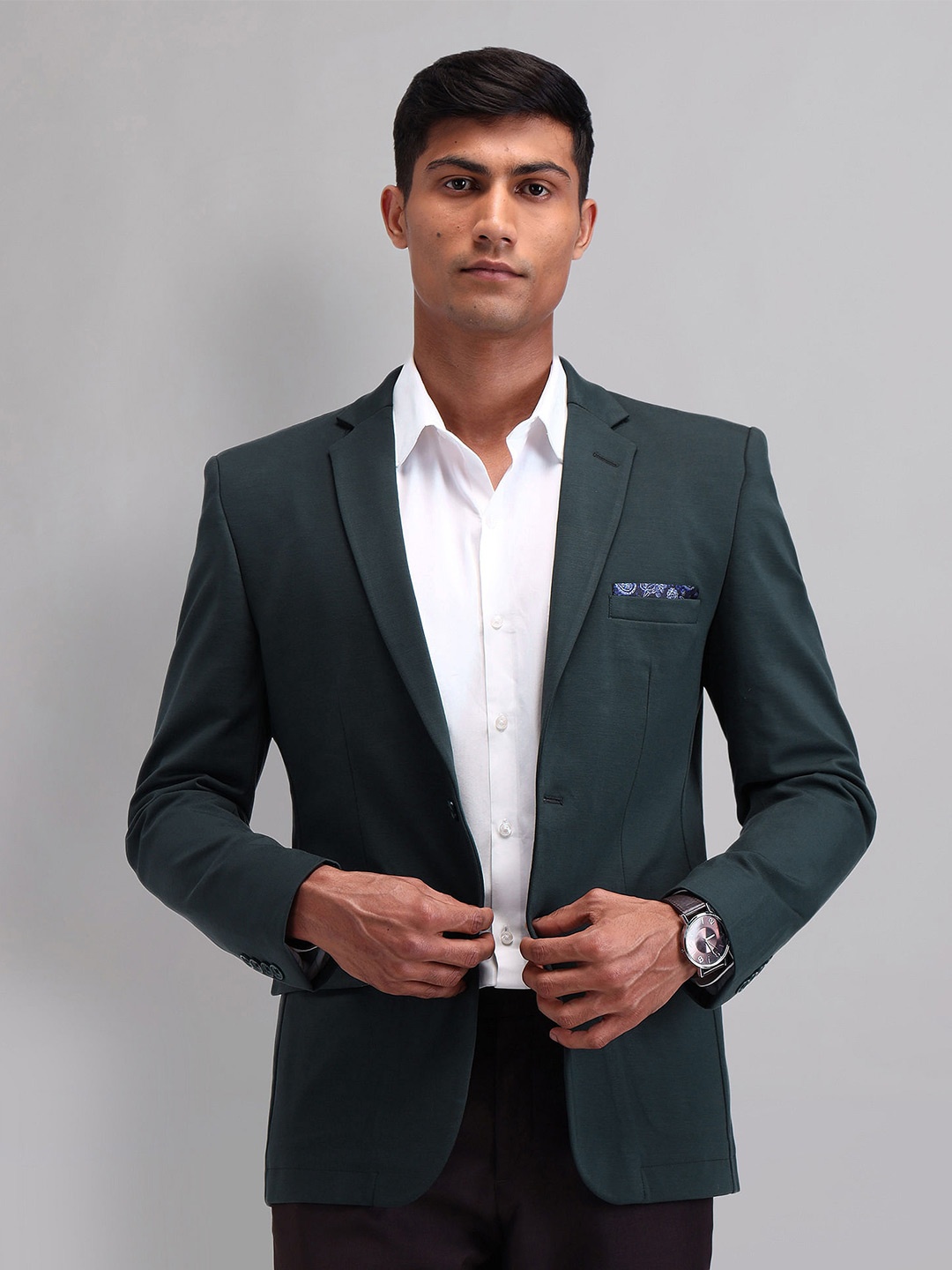 

AD By Arvind Men Slim-Fit Single Breasted Formal Blazer, Green