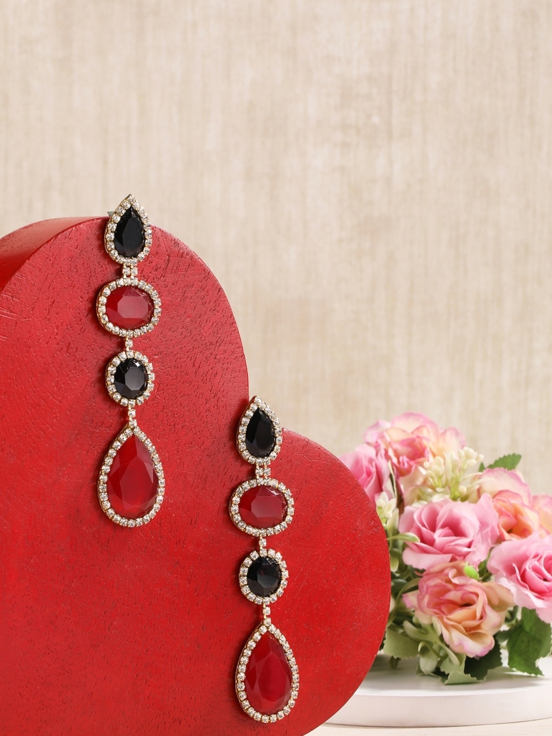 

KPOP Gold-Plated Contemporary Rhinestone Studded Drop Earrings