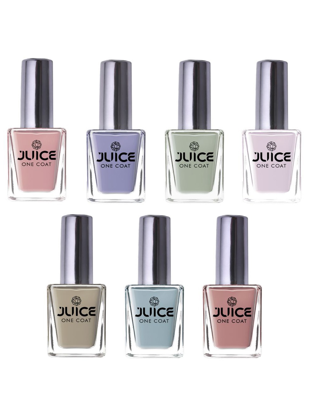 

JUICE Set Of 7 One Coat Longlasting Finish Quick Dry Nail Paint11 ml Each- Office Wear, Blue