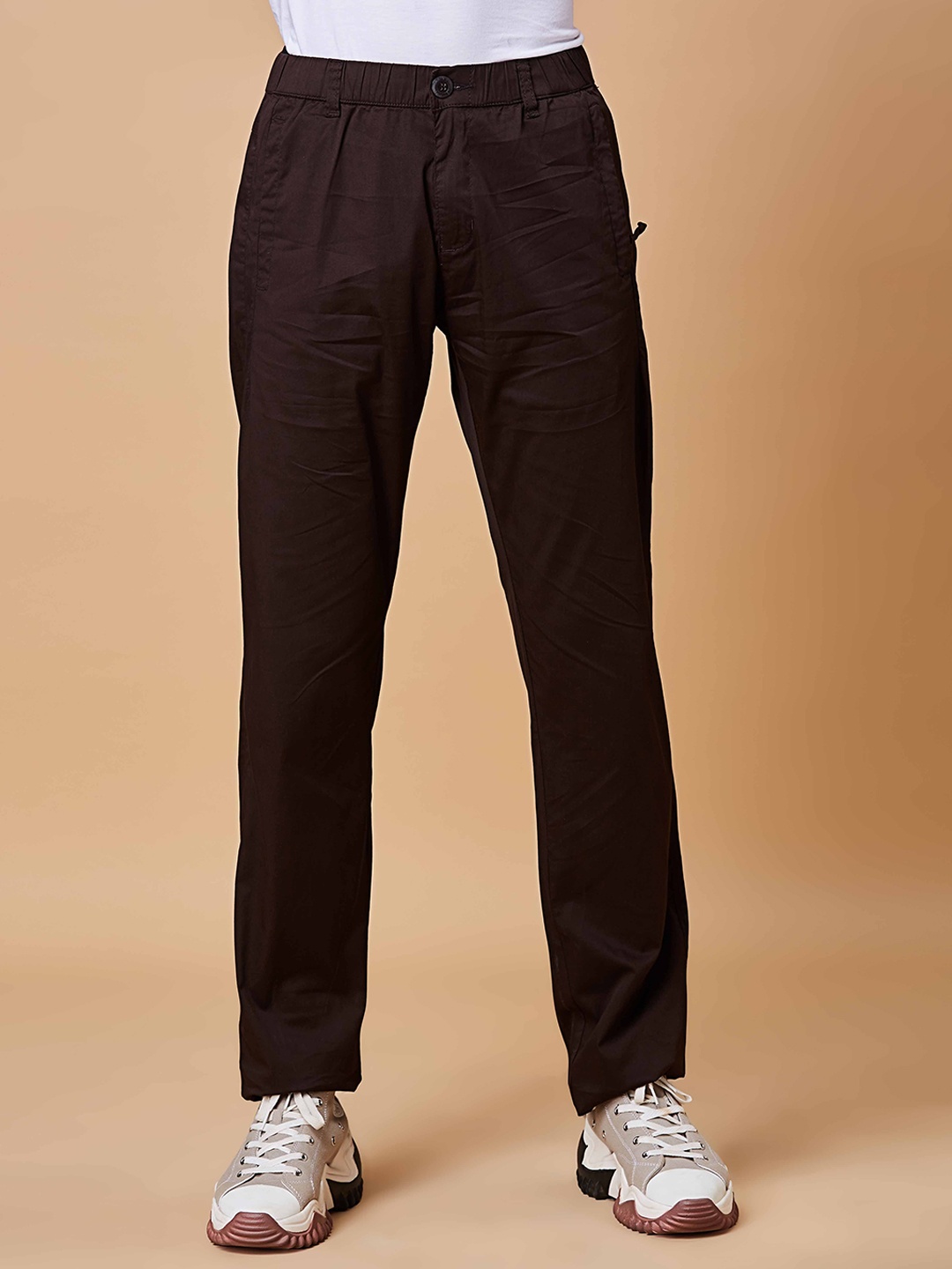 

beevee Men Classic Regular Fit Chinos Trousers, Brown