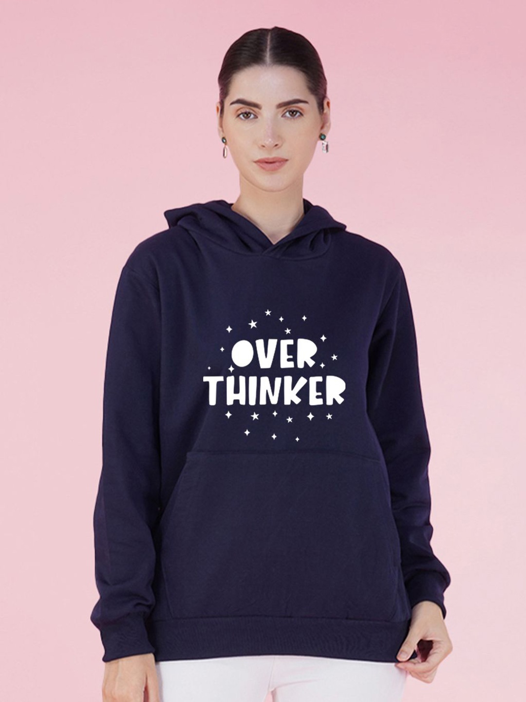 

NUSYL Graphic Printed Hooded Oversized Sweatshirt, Blue