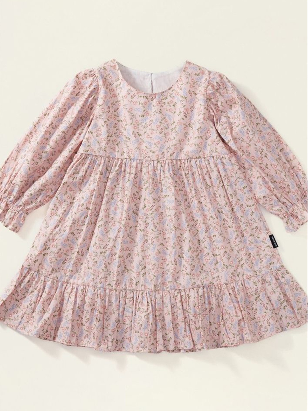 

LULU & SKY Girls Floral Print Puff Sleeve A-Line Dress, Pink