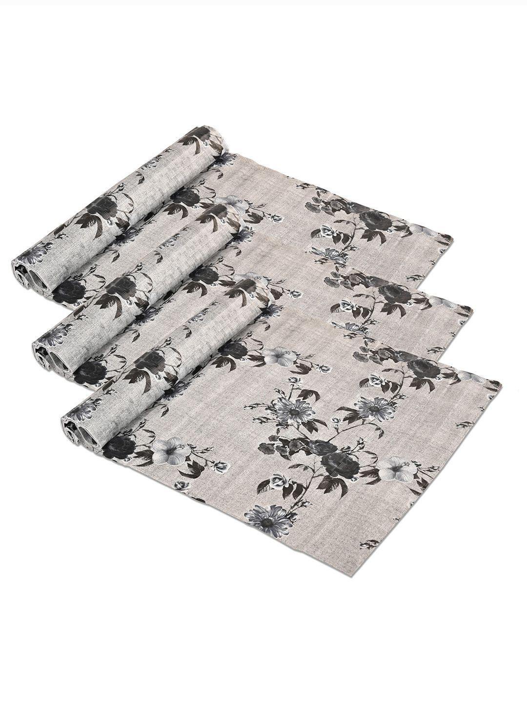 

Kuber Industries Grey & Black 3 Pcs Printed Water Resistant Shelf Liner Organisers
