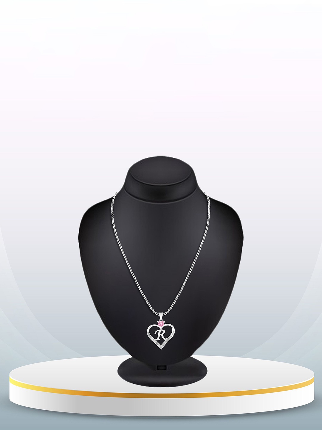 

Heer Collection Silver-Plated Cubic Zirconia Studded Heart Shaped Pendant with Chain