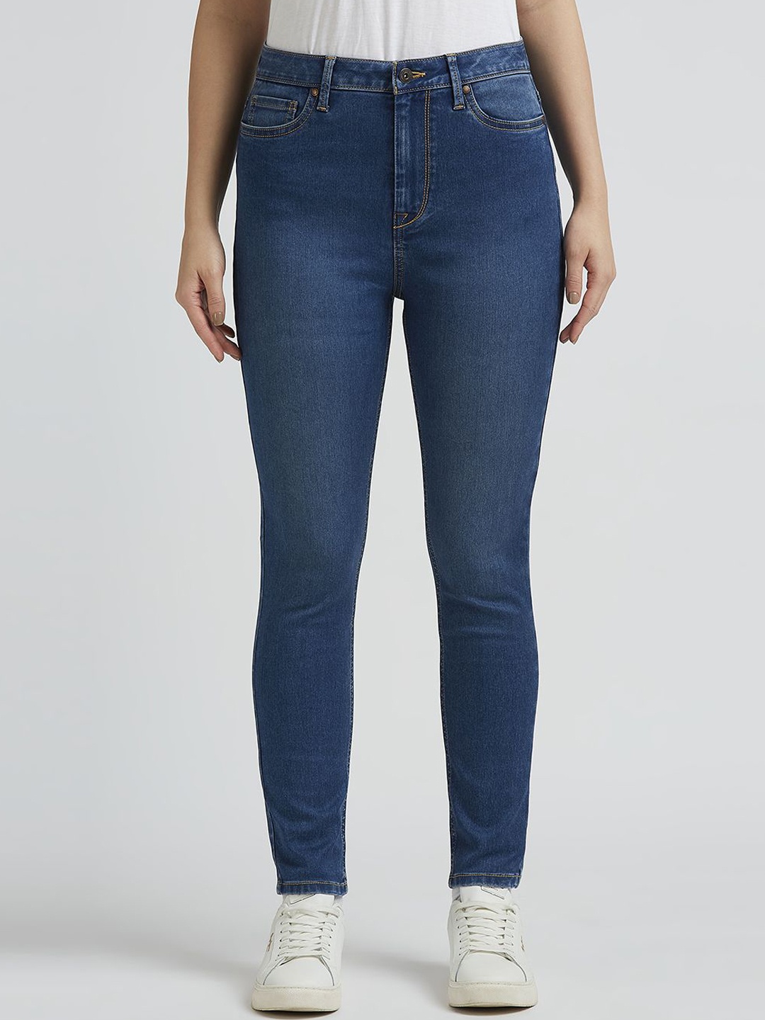 

Pepe Jeans Women Skinny Fit High-Rise Stretchable Jeans, Blue