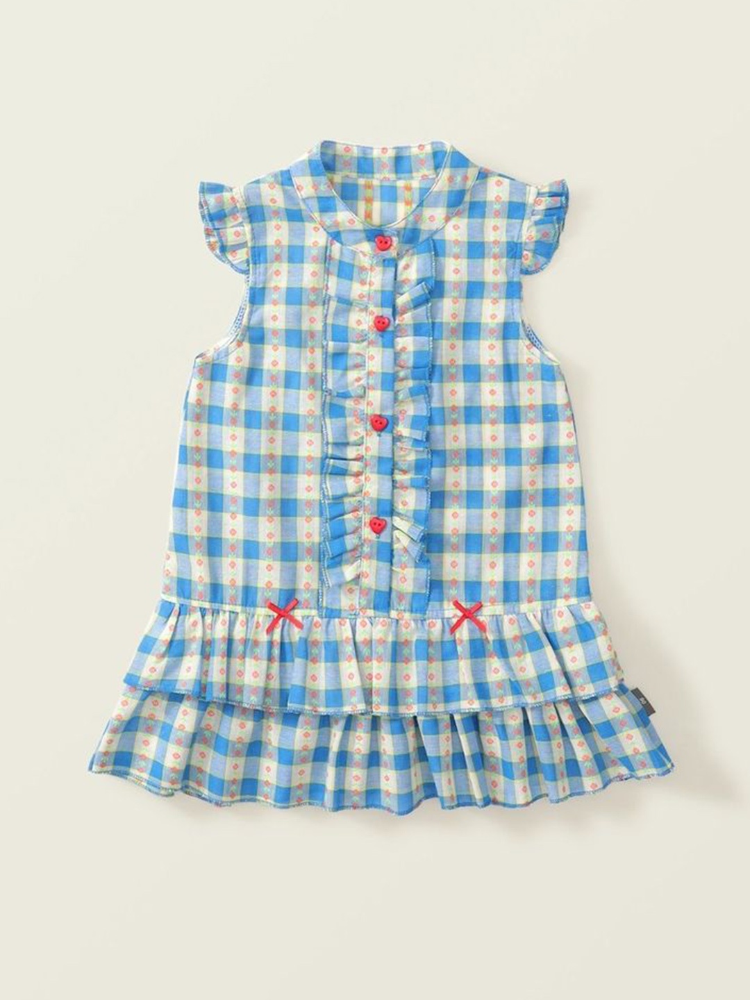 

LULU & SKY Girls Checked Drop-Waist Dress, Blue