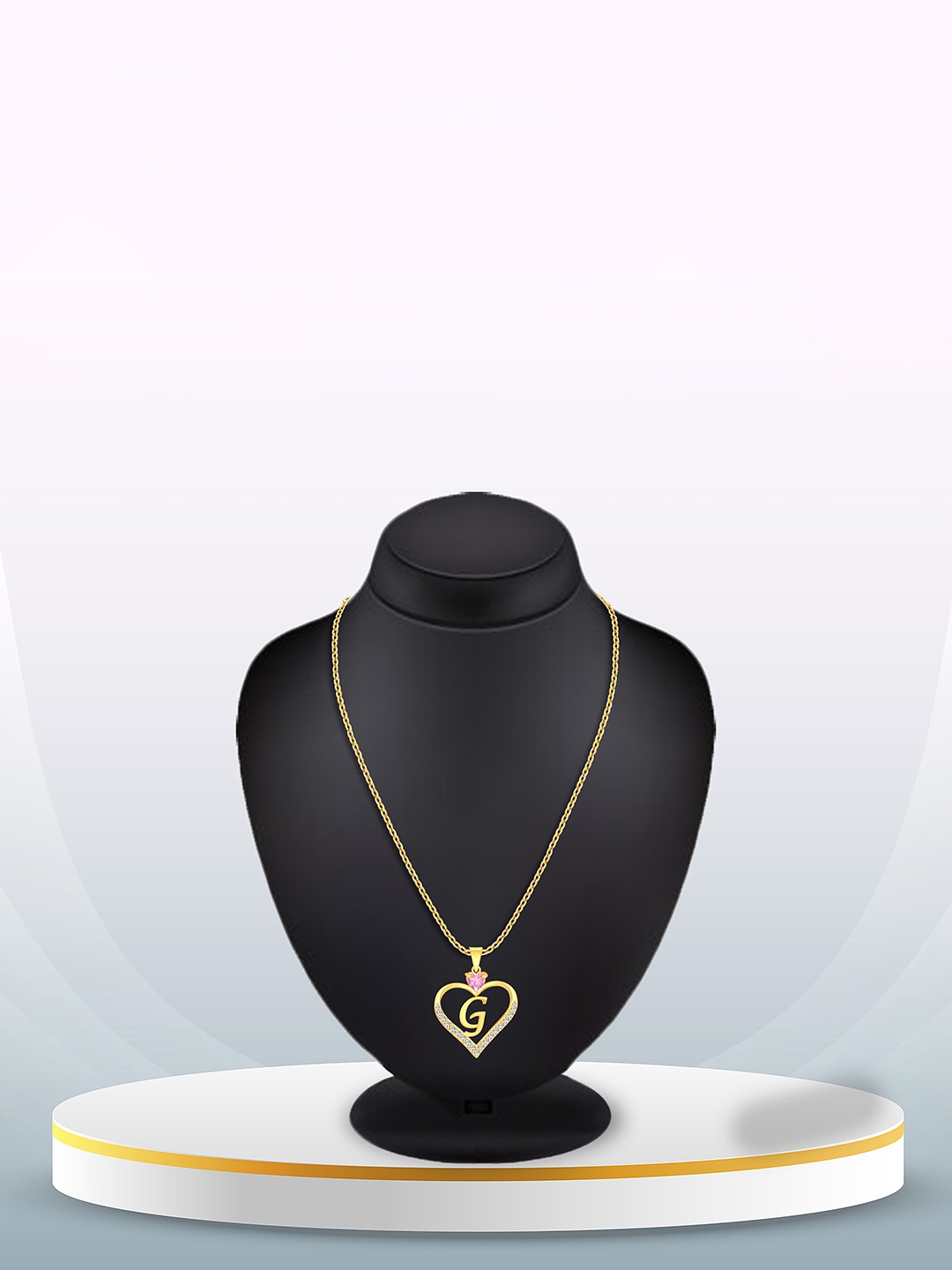 

Heer Collection Gold-Plated Cubic Zirconia Heart Shape Alphabet G Pendants with Chains
