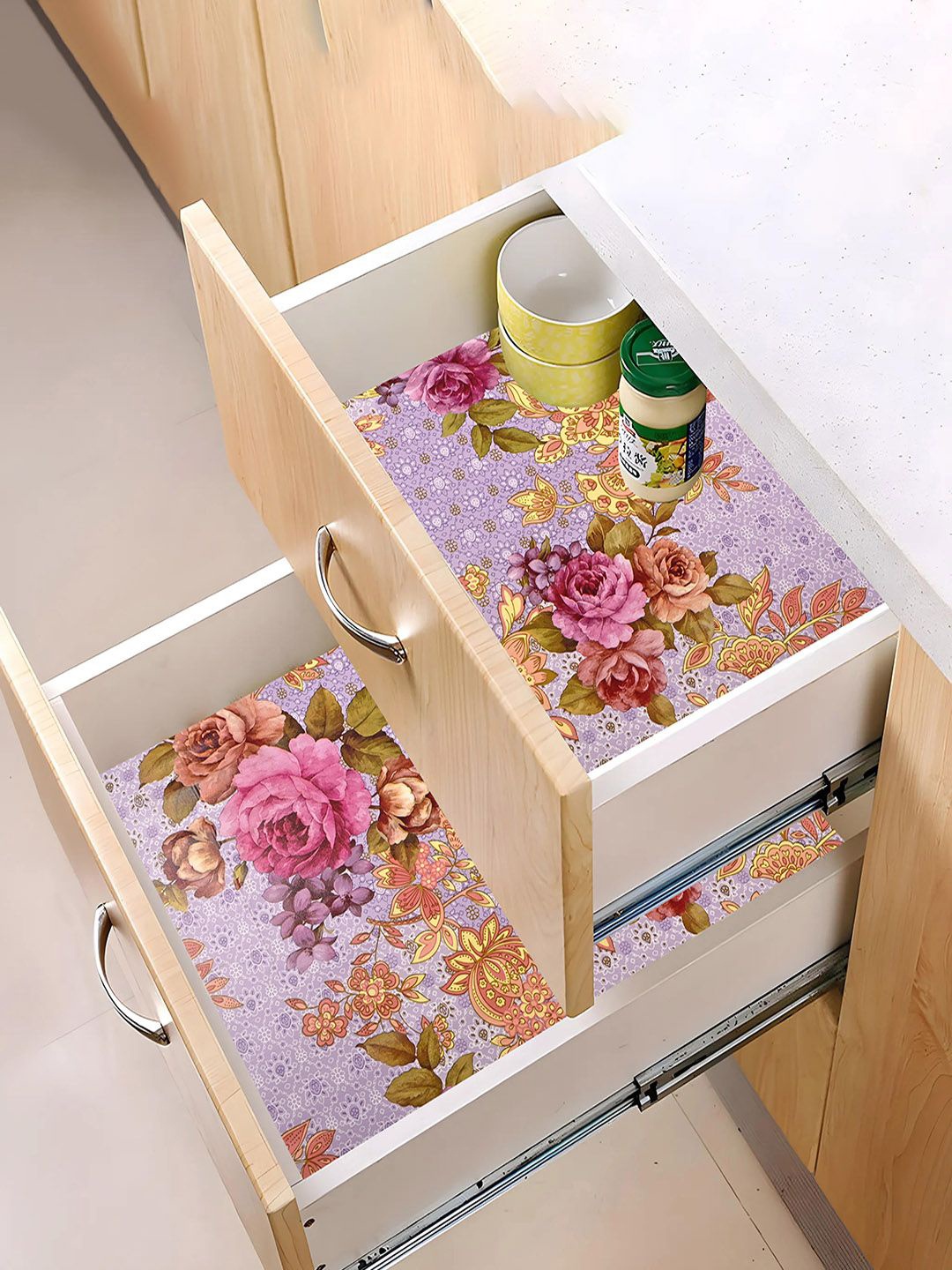 

Kuber Industries Lavender 2 Pieces Printed Water Resistant Shelf Liner Organisers