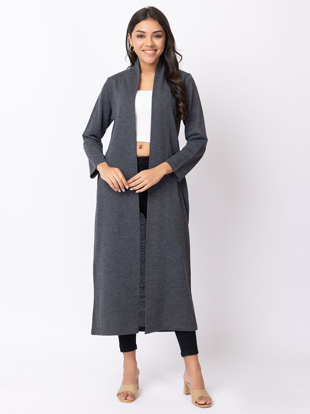 

KEIKO Women Longline Shrug, Grey melange
