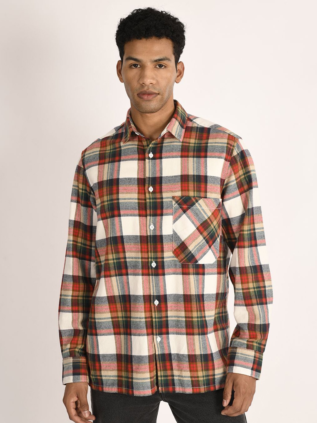 

The Roadster Lifestyle Co. Men Classic Checked Cotton Relaxed Fit Casual Shirt, Brown