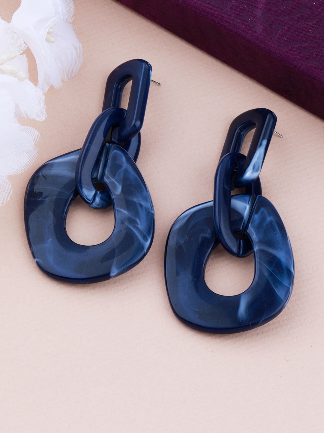 

Silver Shine Contemporary Drop Earrings, Blue
