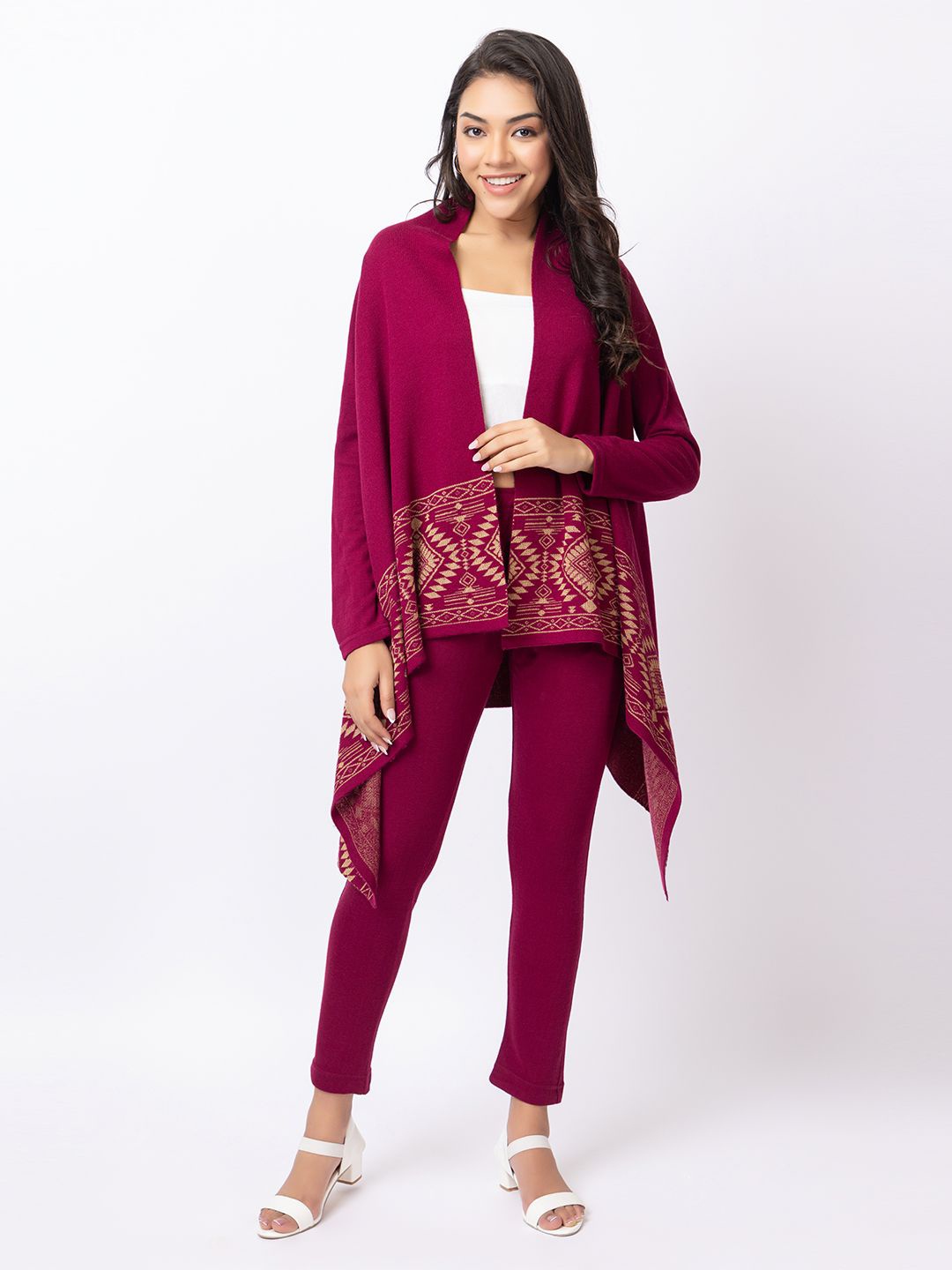 

KEIKO Self Design Front Open Shrug, Purple