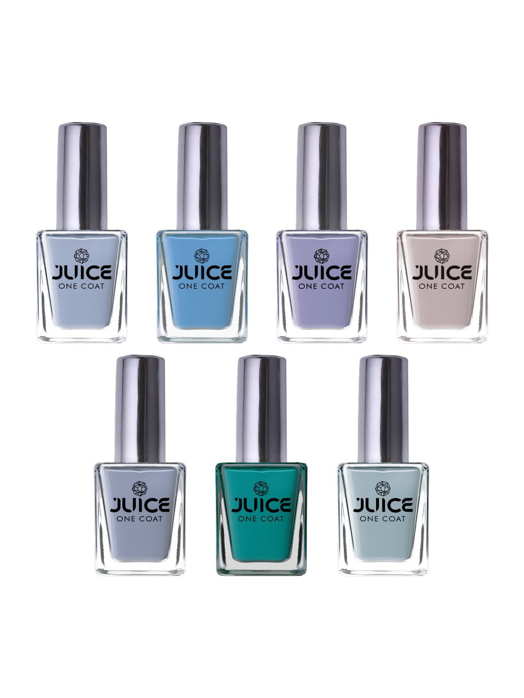 

JUICE One Coat Set Of 7 Long-Wearing & Quick Dry Glossy Nail Polish - 11 ml Each, Blue