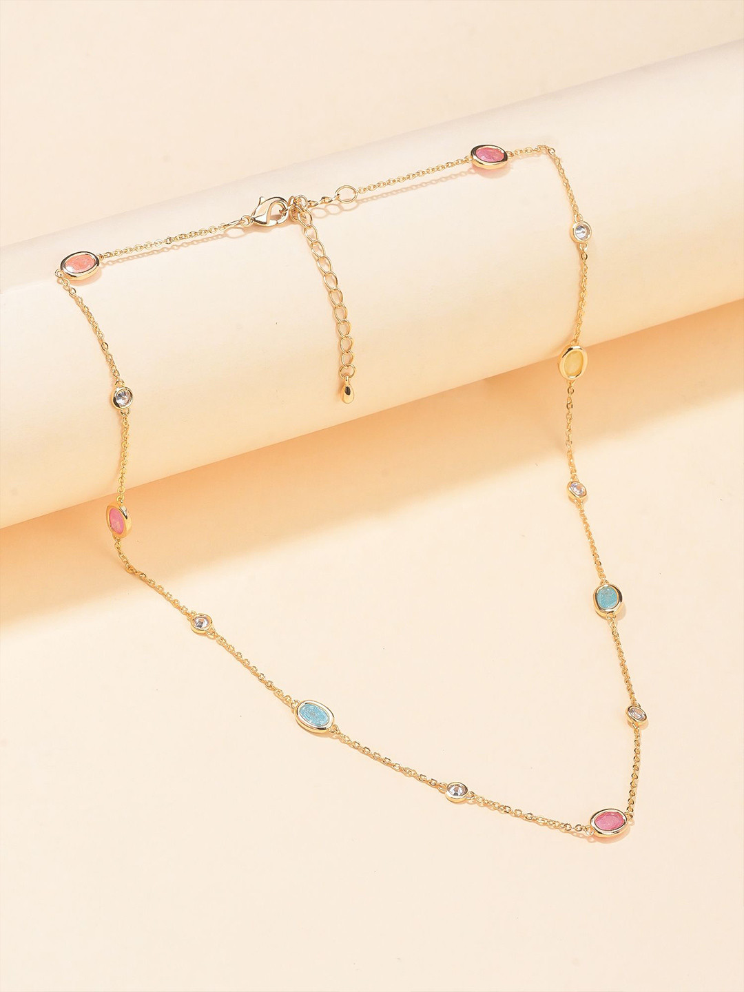 

Designbox Cubic Zirconia Studded Bohemian Chain, Gold