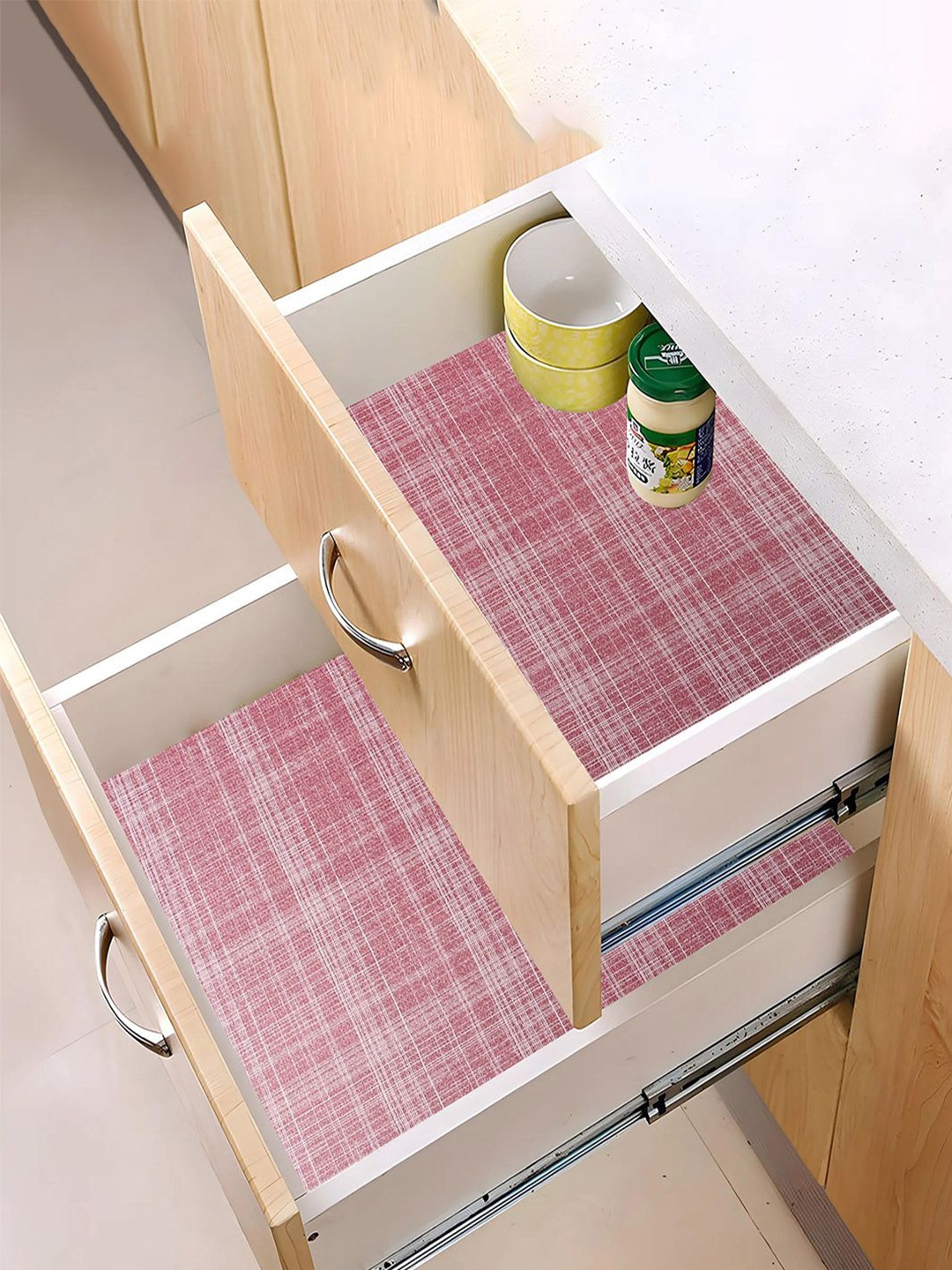 

Kuber Industries Pink 3 Pieces Printed Water Resistant Shelf Liner