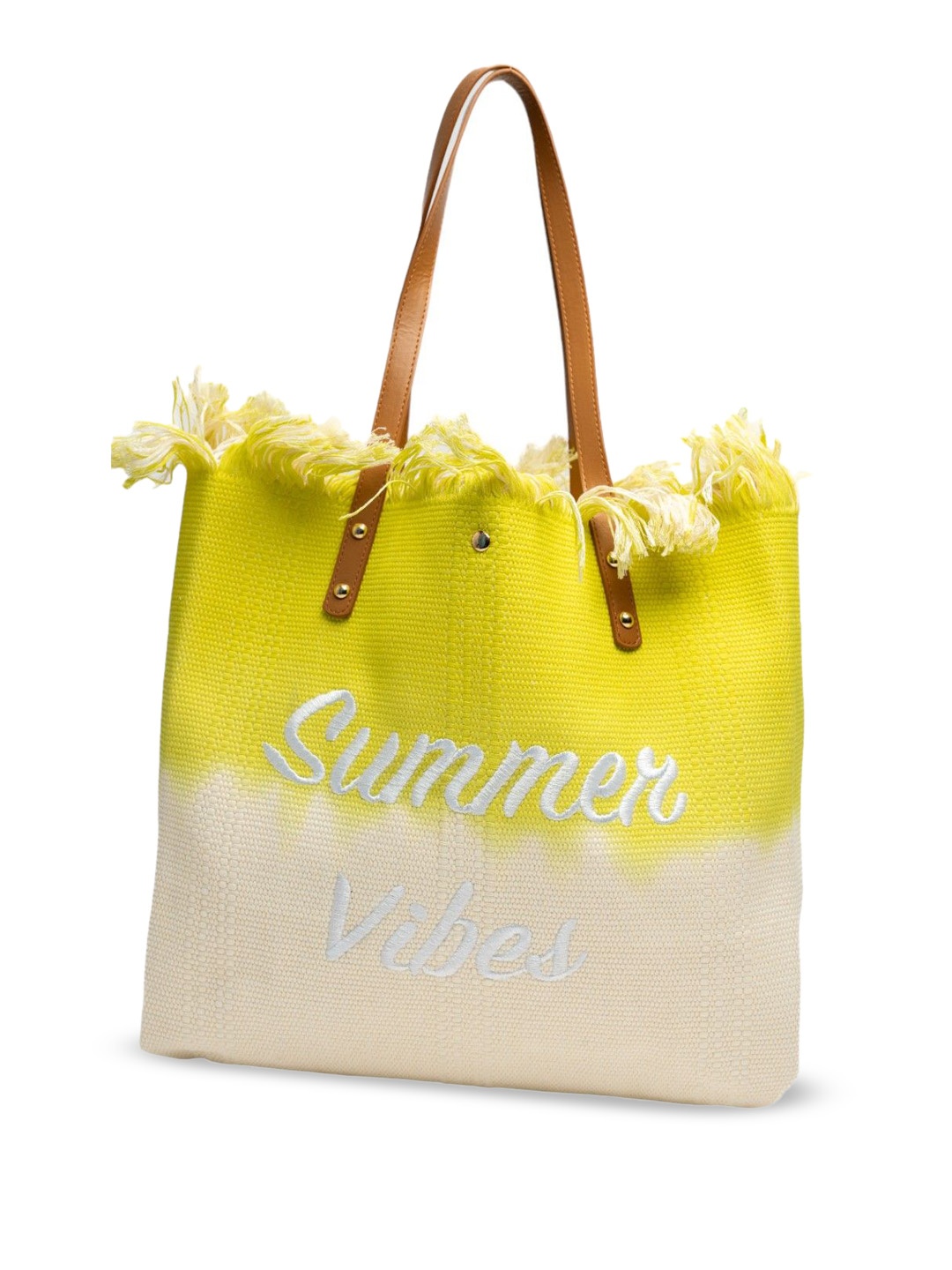 

Vdesi Women Colourblocked Oversized Tote Bag, Yellow