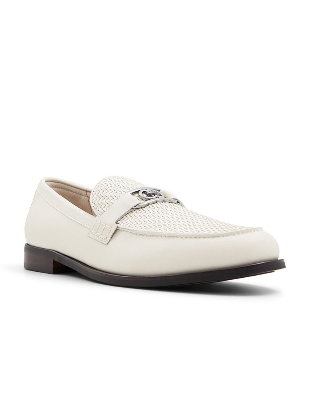 

ALDO Men Textured Leather Formal Loafers, Off white